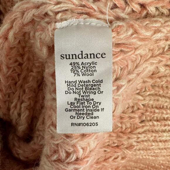 Sundance Women Marlyse Cable Knit Sweater Size Small Pink V Neck Chunky Pullover - Picture 9 of 9